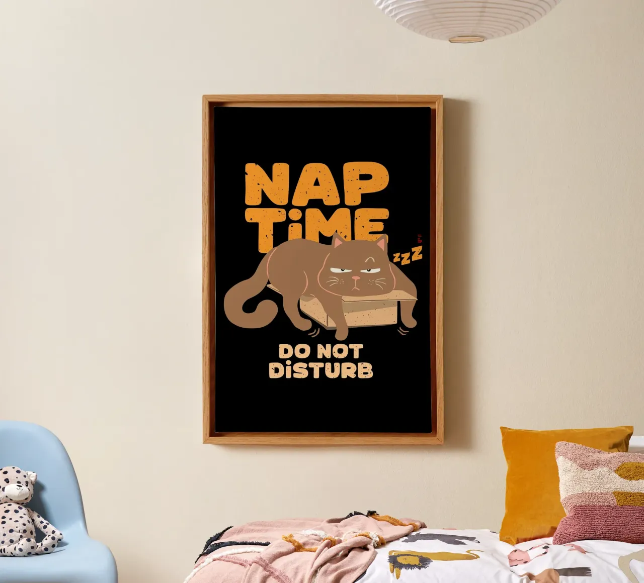 Nap Time do not Disturb canvas with Floater frame by Arjun