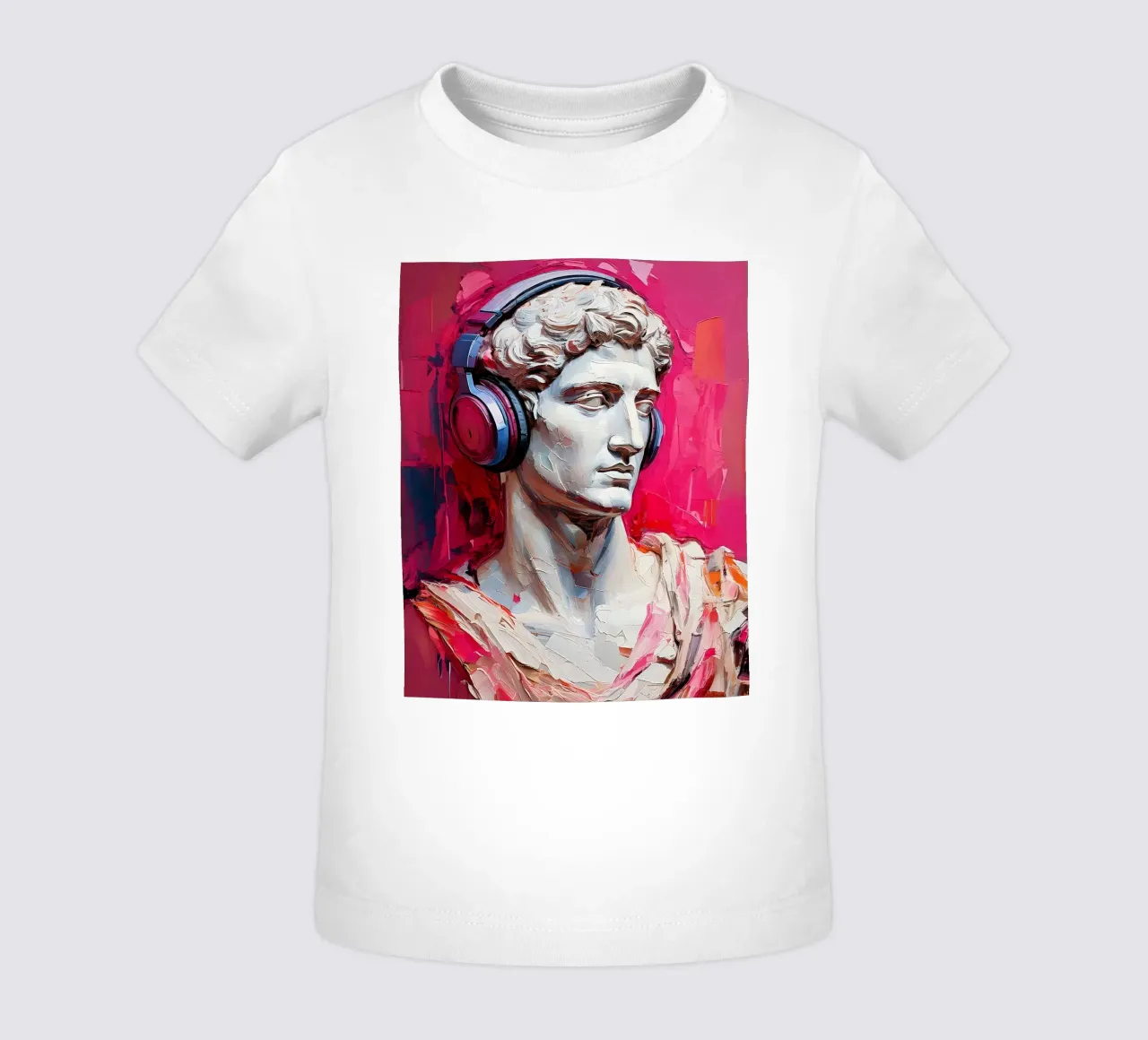 Ritratto Pop Art Scultura con cuffie Michelangelo David maglietta neonato da Take Your Art BV