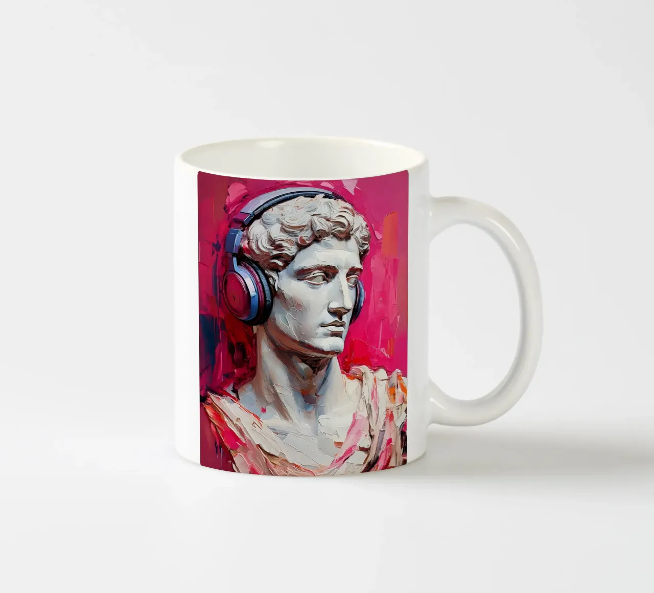 Ritratto Pop Art Scultura con cuffie Michelangelo David tazza in ceramica da Take Your Art BV