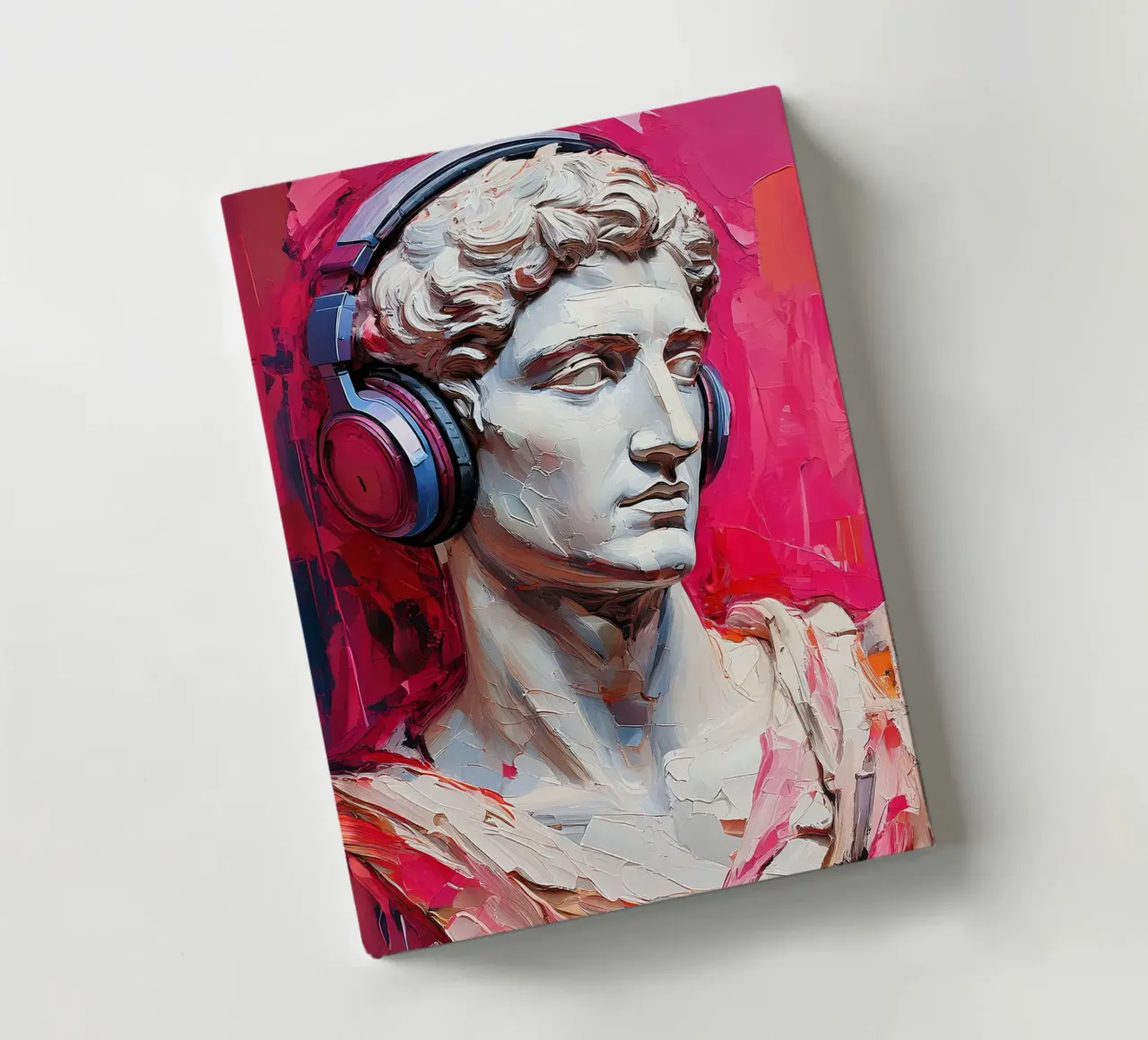 Portrait Pop Art Sculpture with headset Michelangelo David notebook by Take Your Art BV
