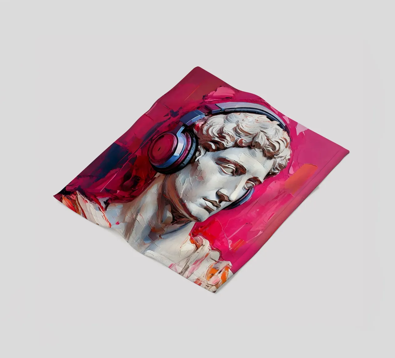 Ritratto Pop Art Scultura con cuffie Michelangelo David coperta in pile da Take Your Art BV