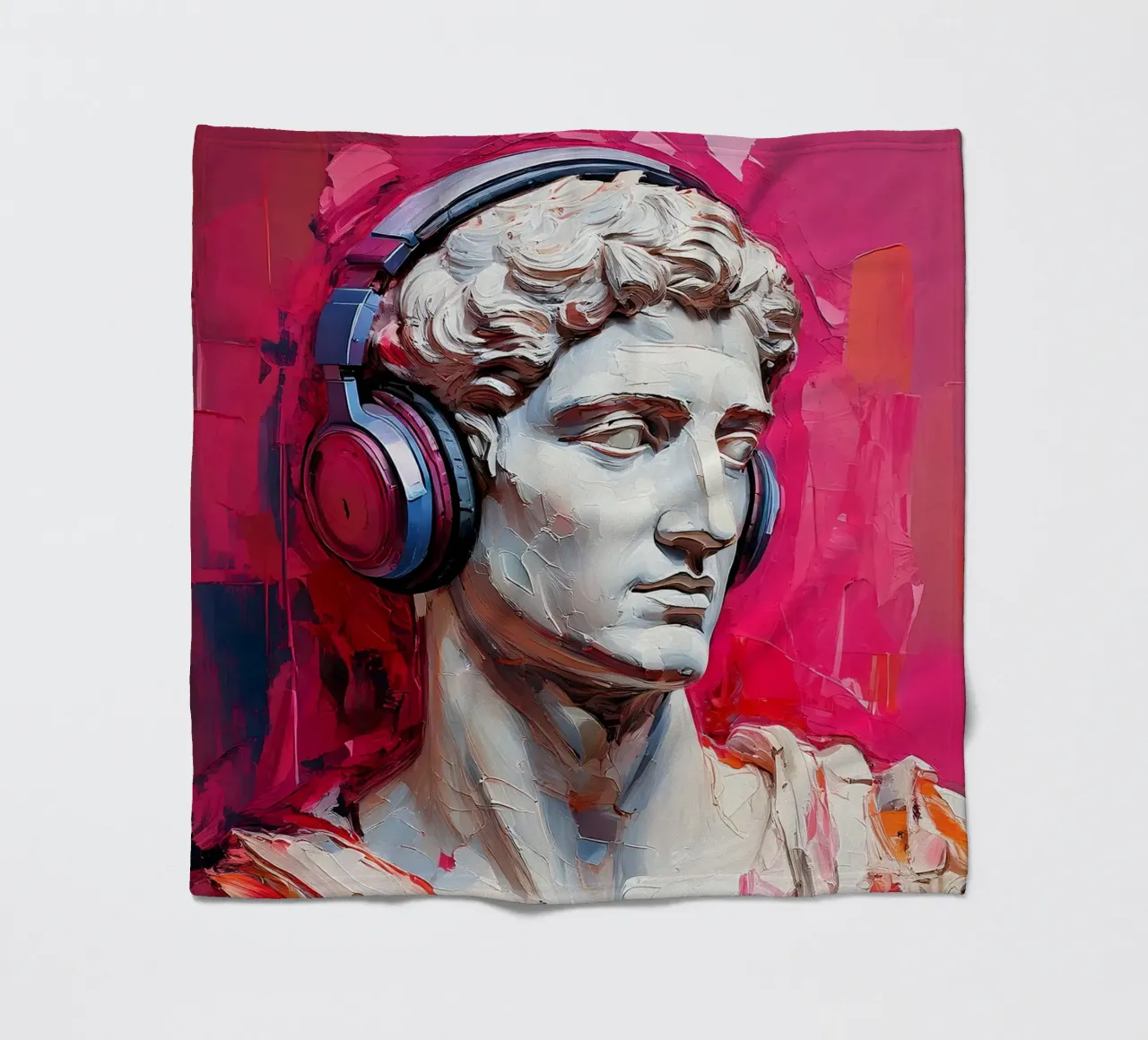 Ritratto Pop Art Scultura con cuffie Michelangelo David coperta in pile da Take Your Art BV