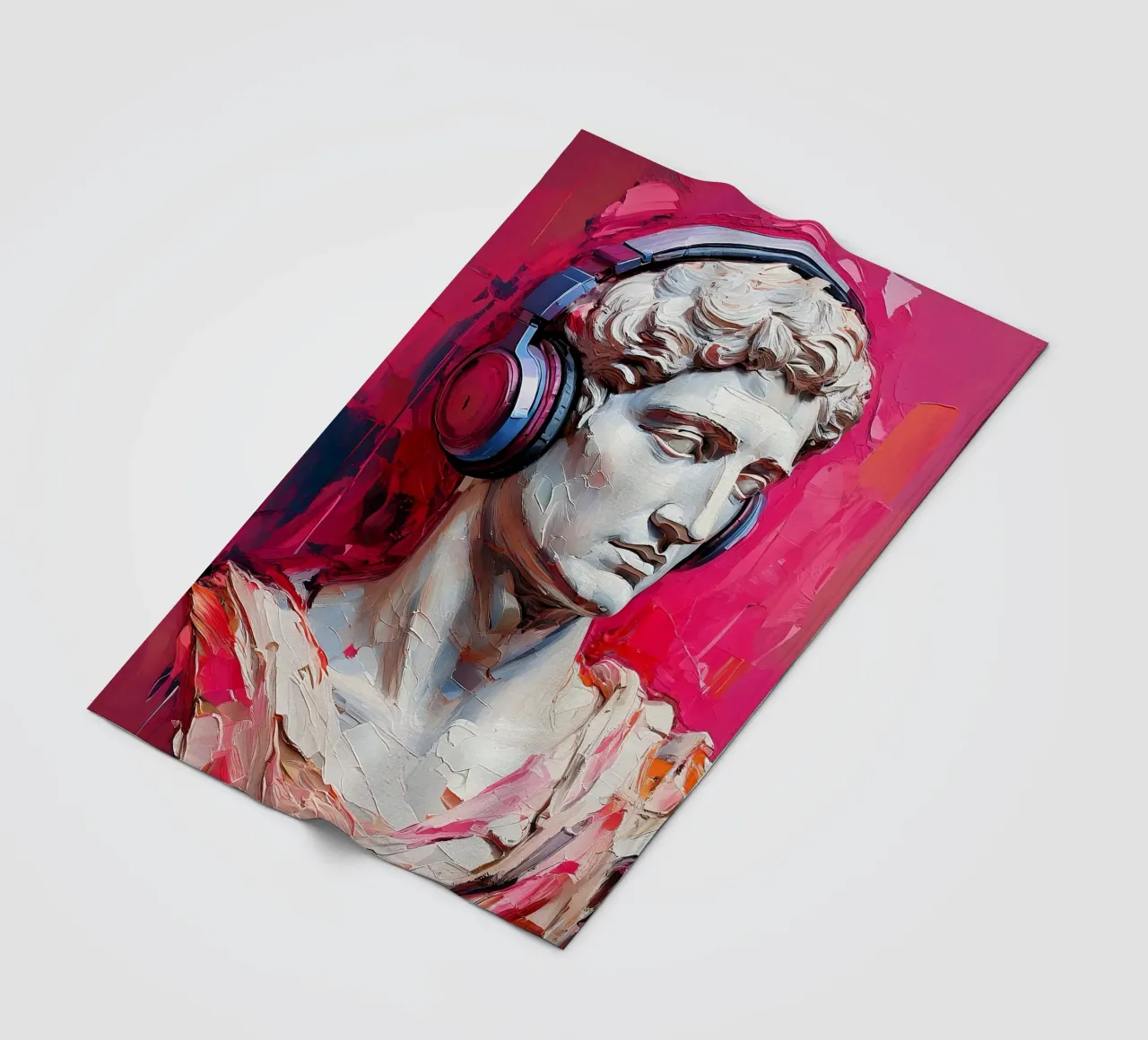 Ritratto Pop Art Scultura con cuffie Michelangelo David coperta in pile da Take Your Art BV