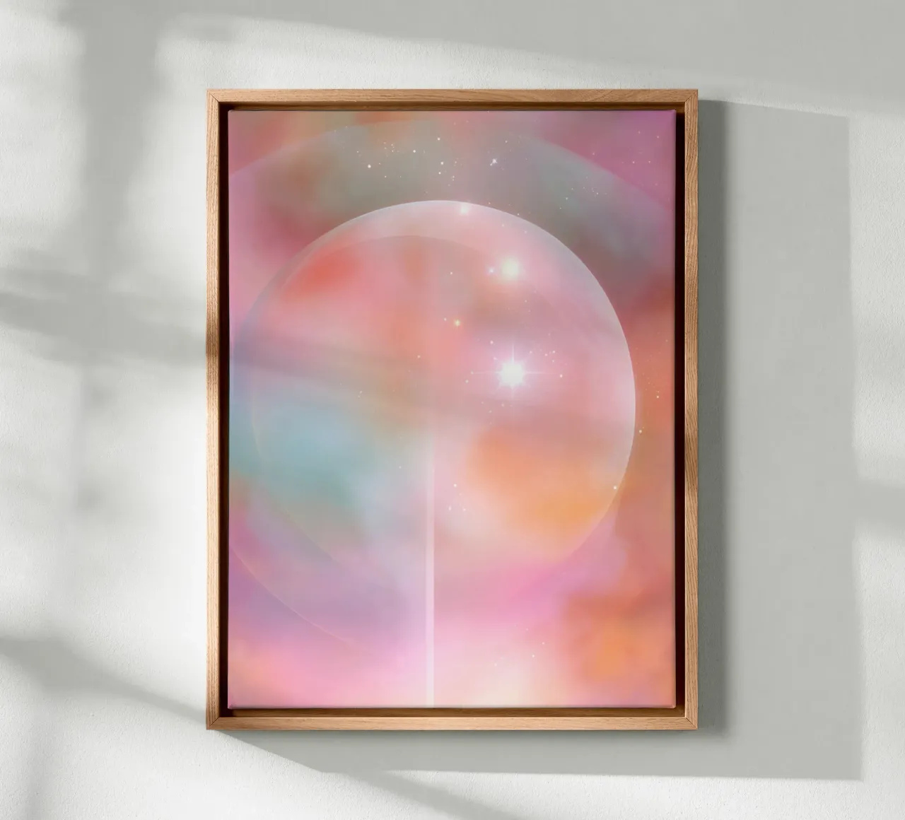 Boho Celestial Full Moon Abstract Spiritual Universe Art canvas with Floater frame by Gentle Echoes Art