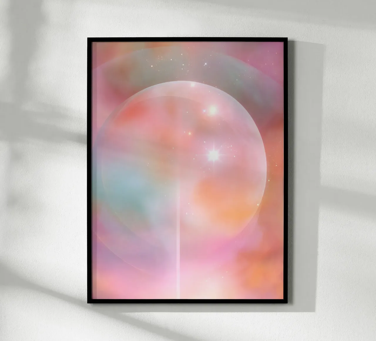 Boho Hemelse Volle Maan Abstract Spiritueel Universum Kunst poster met houten frame van Gentle Echoes Art