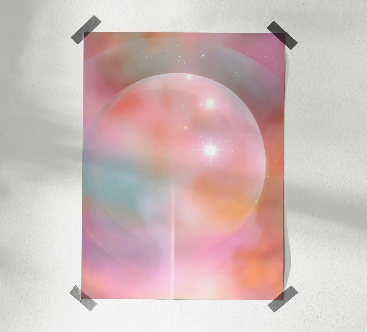 Boho Hemelse Volle Maan Abstract Spiritueel Universum Kunst poster met houten frame van Gentle Echoes Art