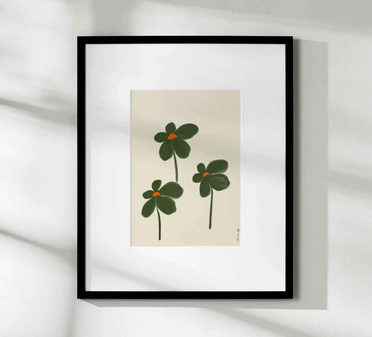 Tre fiori verdi poster con telaio in plastica da Tida vom Weg
