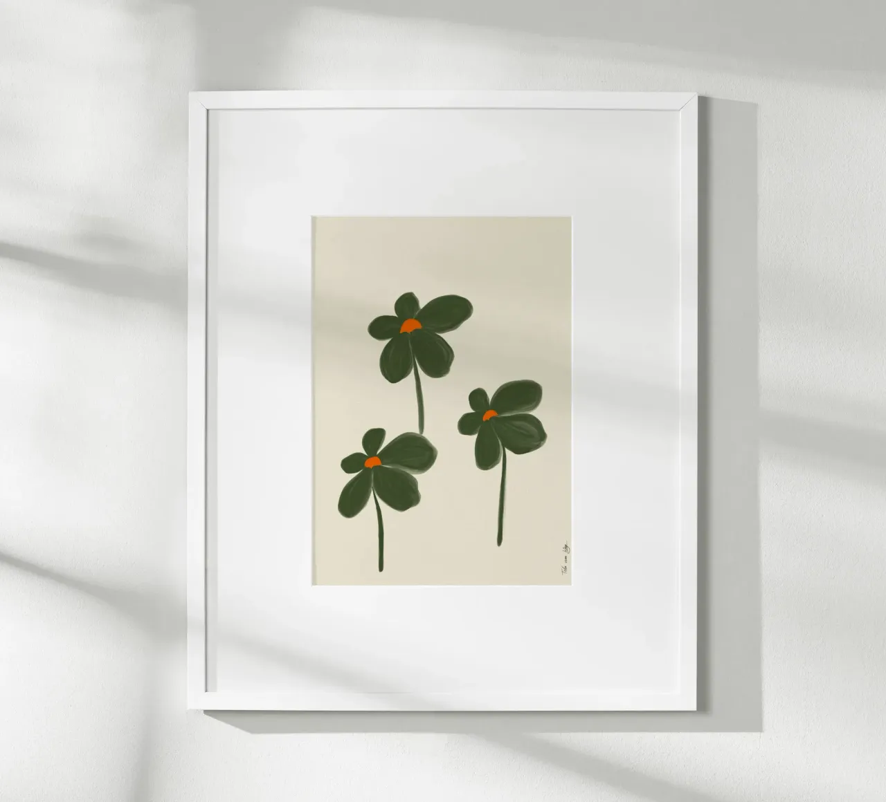 Tre fiori verdi poster con telaio in plastica da Tida vom Weg