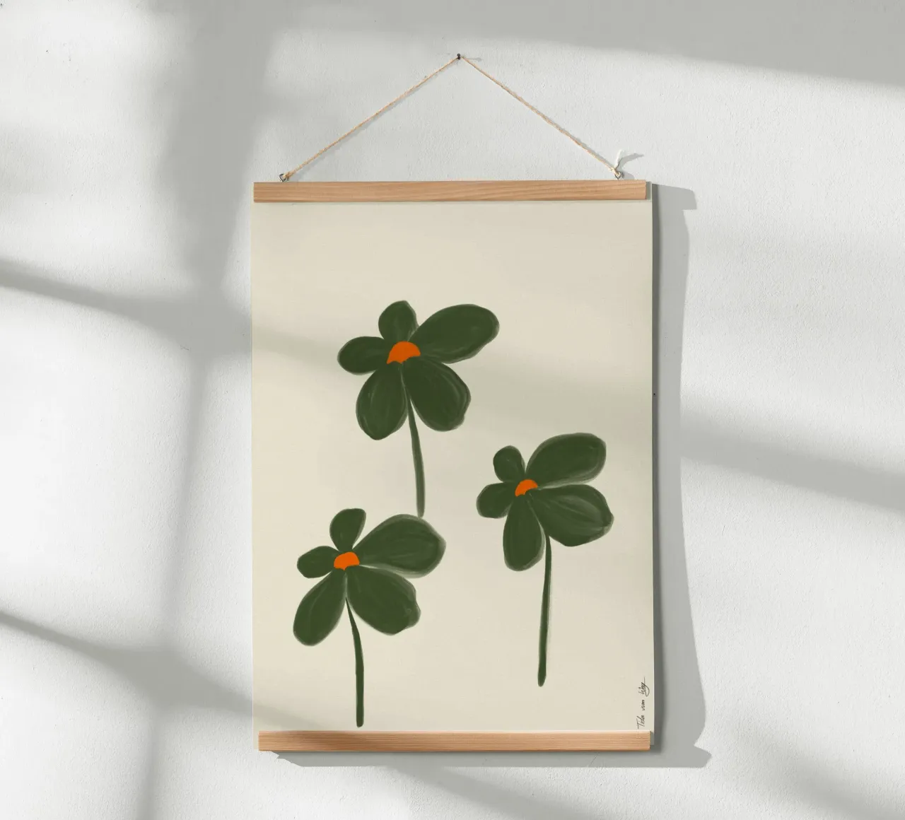 Tre fiori verdi poster con telaio in plastica da Tida vom Weg
