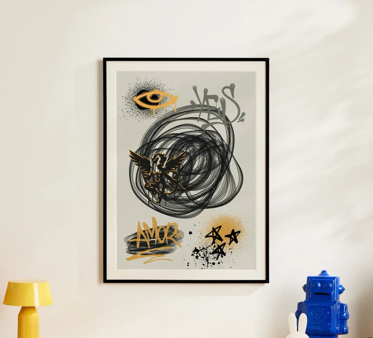 No Rules, Just Walls poster con telaio in plastica da RS LAB STUDIO