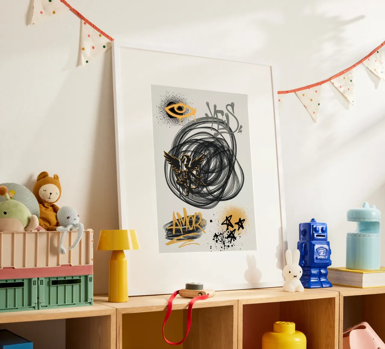 No Rules, Just Walls poster con telaio in plastica da RS LAB STUDIO