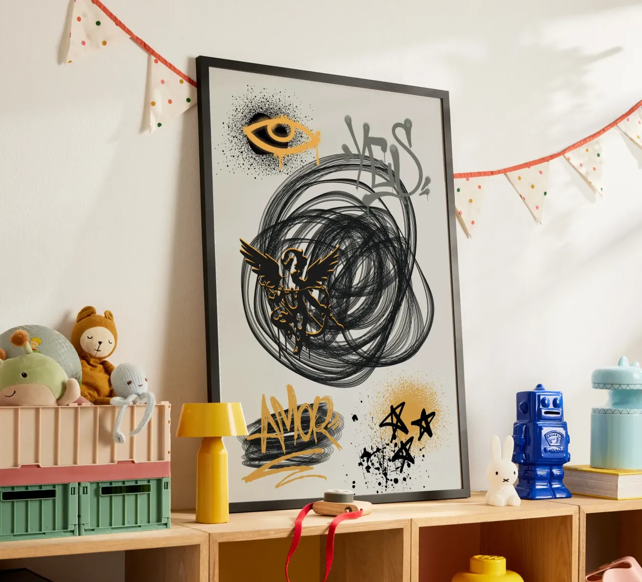 No Rules, Just Walls poster con telaio in plastica da RS LAB STUDIO