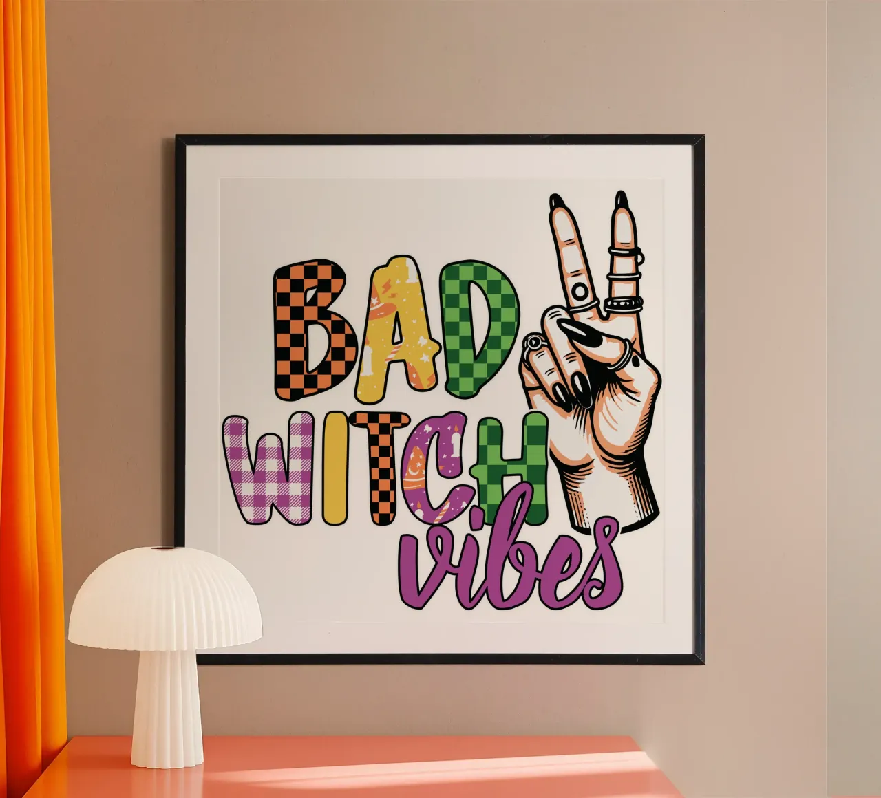 BAD WITCH VIBES poster con telaio in legno da edsonramosart