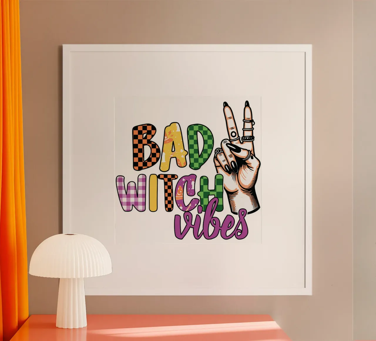 BAD WITCH VIBES poster con telaio in legno da edsonramosart