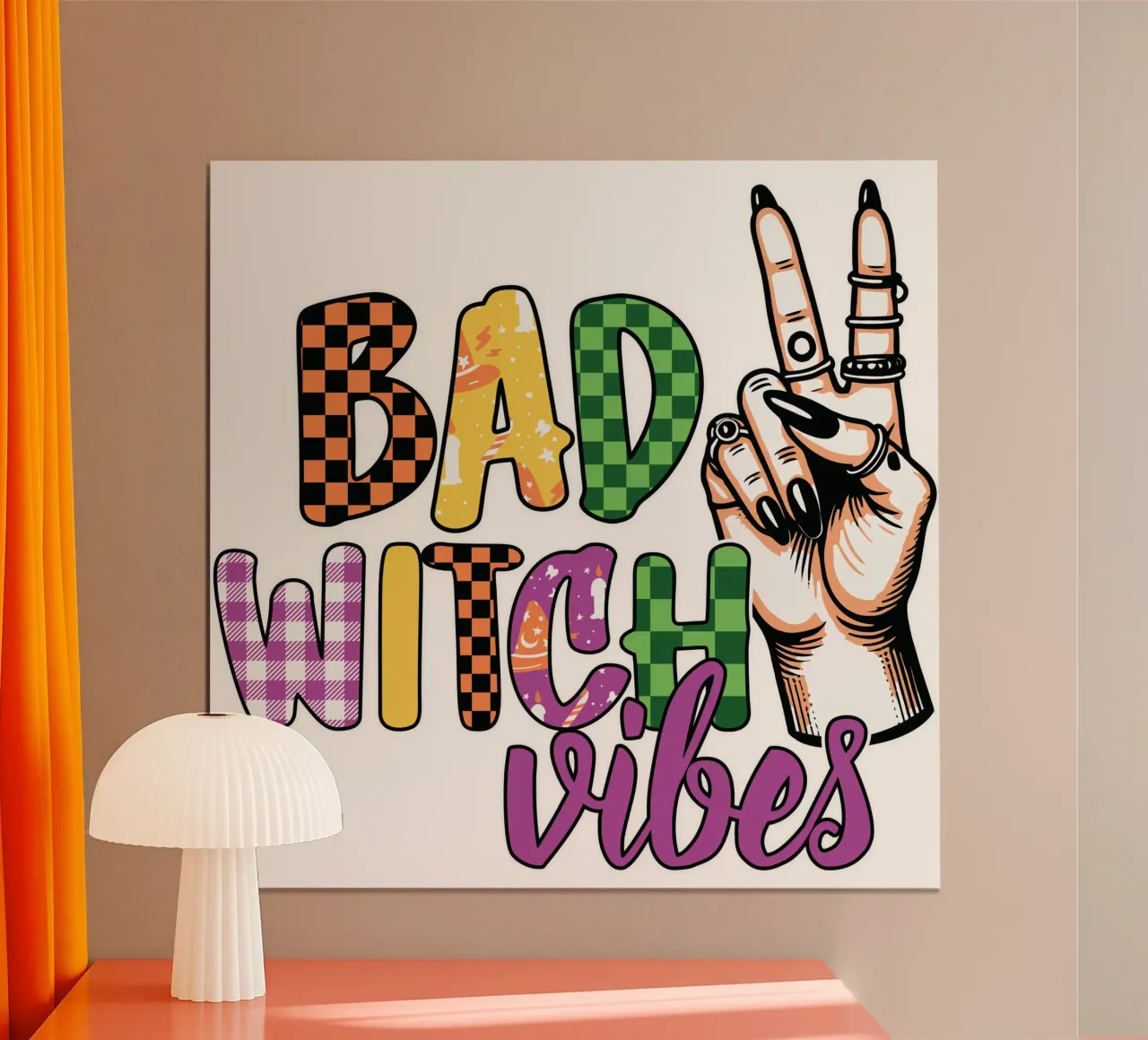 BAD WITCH VIBES poster con telaio in legno da edsonramosart