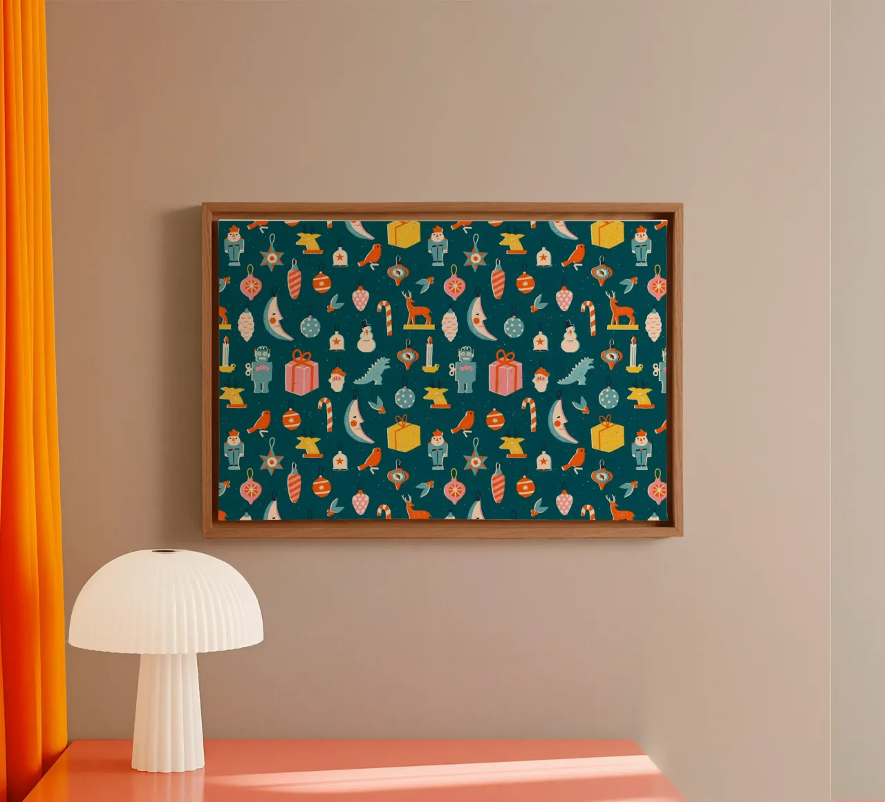 Christmas Pattern No 23 tela con Cornice a cassetta da treechild