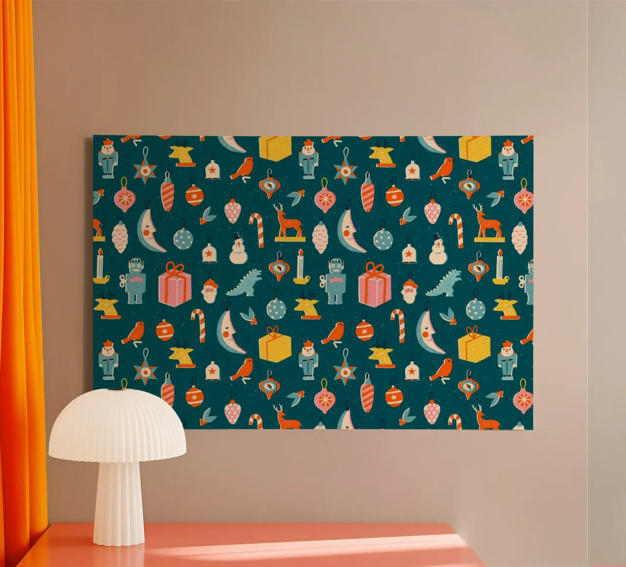 Christmas Pattern No 23 tela con Cornice a cassetta da treechild