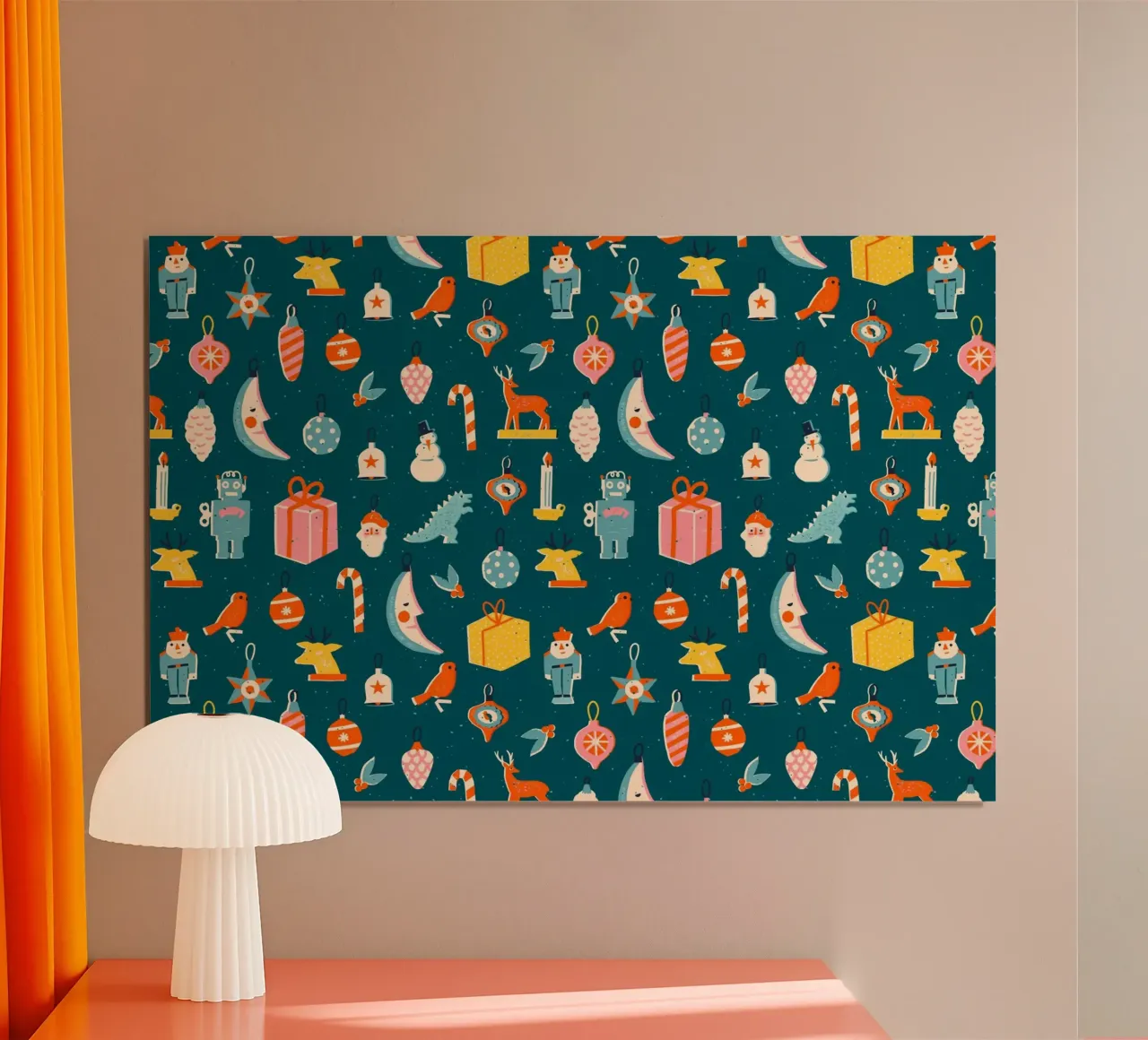 Christmas Pattern No 23 poster con telaio in legno da treechild