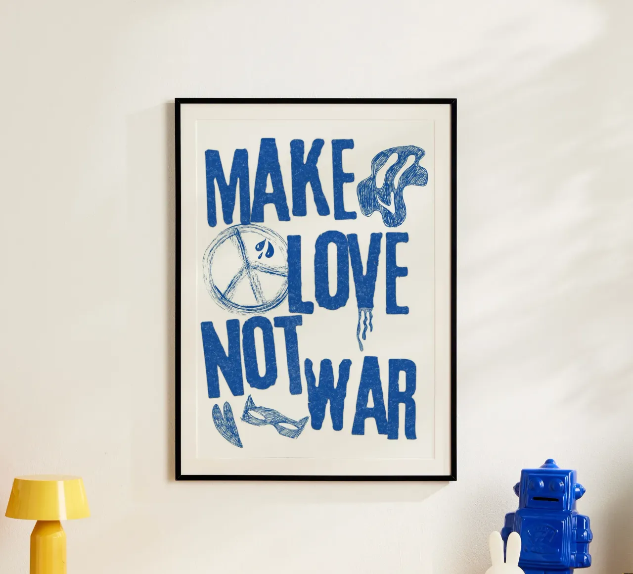 Make love not war poster con telaio in plastica da RS LAB STUDIO