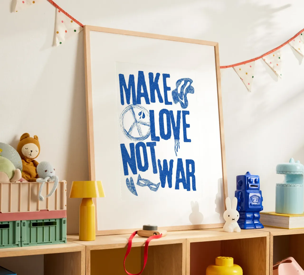 Make love not war poster con telaio in plastica da RS LAB STUDIO