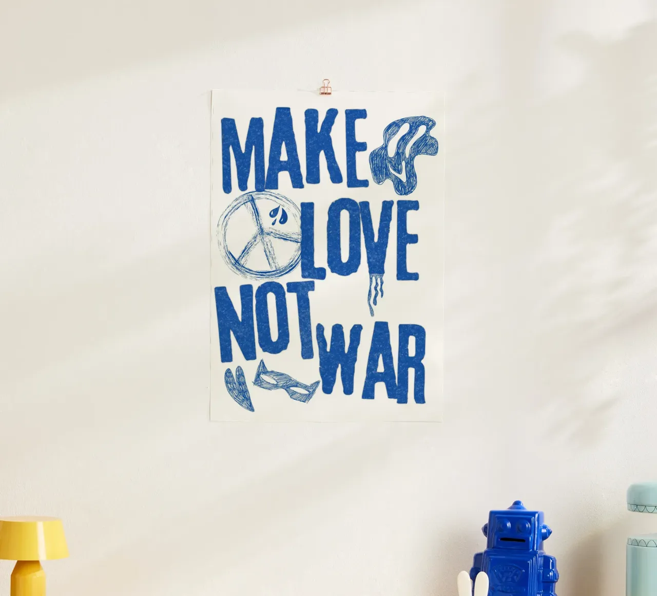 Make love not war poster con telaio in plastica da RS LAB STUDIO