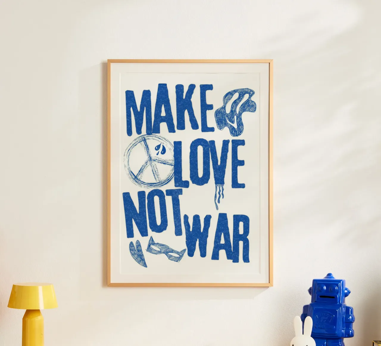 Make love not war poster con telaio in plastica da RS LAB STUDIO