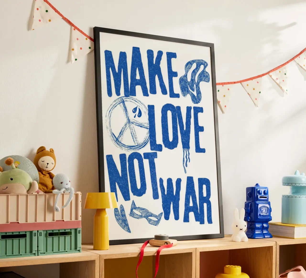 Make love not war poster con telaio in plastica da RS LAB STUDIO