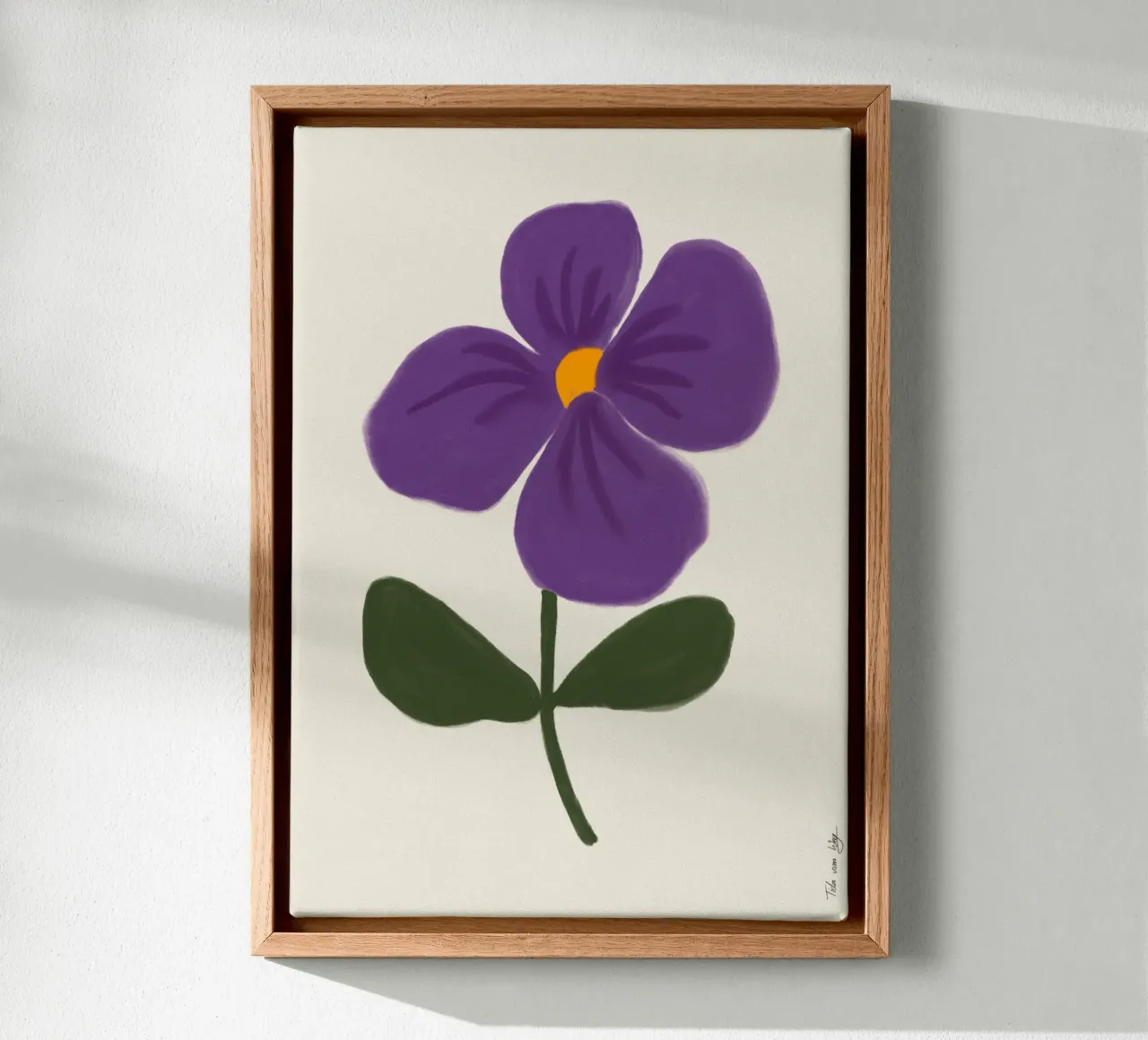Semplice fiore viola tela con Cornice a cassetta da Tida vom Weg