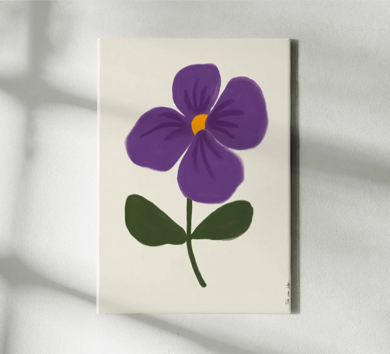 Semplice fiore viola tela con Cornice a cassetta da Tida vom Weg