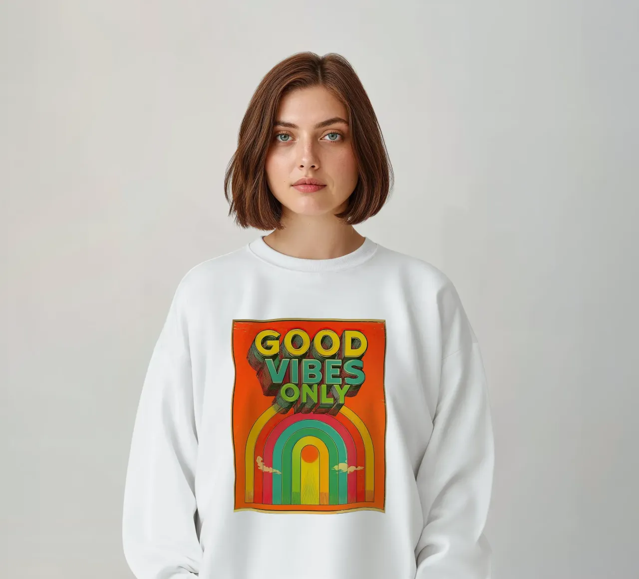 GOOD VIBES ONLY Creative Retro e Vintage Typography Canvas felpa da Kaji