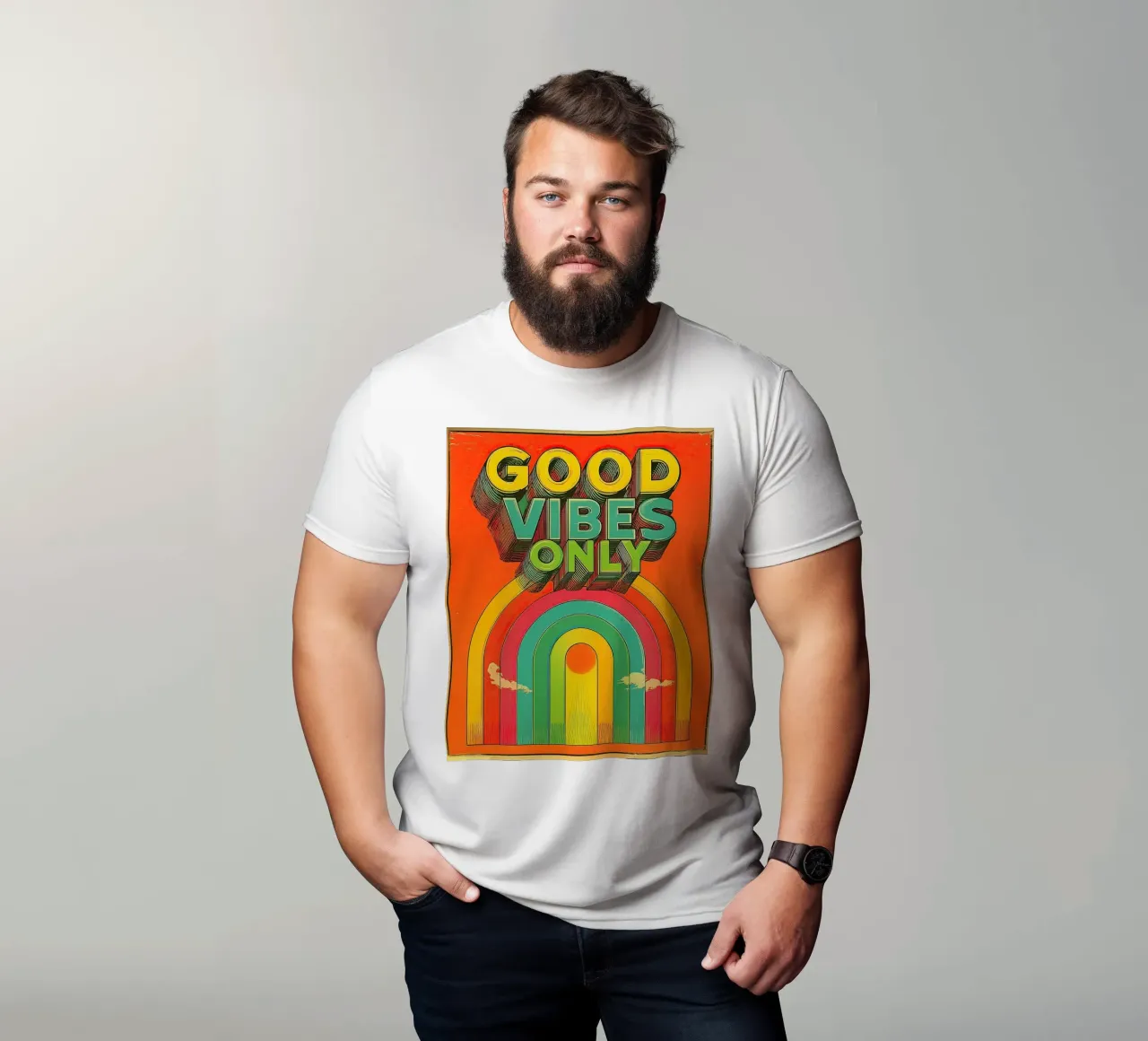 GOOD VIBES ONLY Creative Retro e Vintage Typography Canvas t-shirt da Kaji