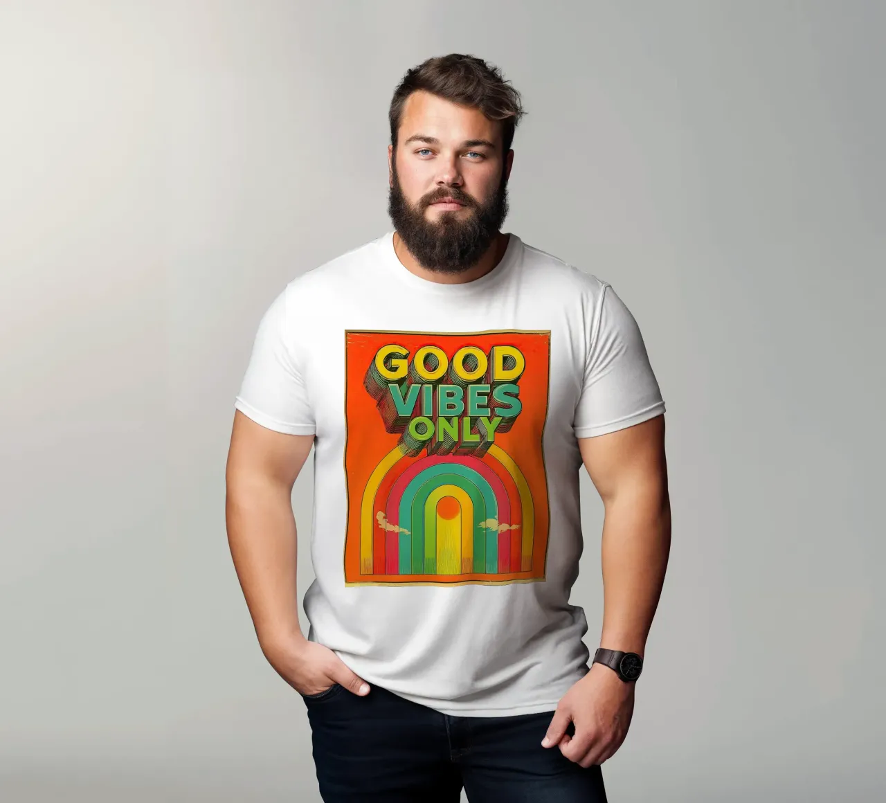 GOOD VIBES ONLY Creative Retro e Vintage Typography Canvas t-shirt da Kaji