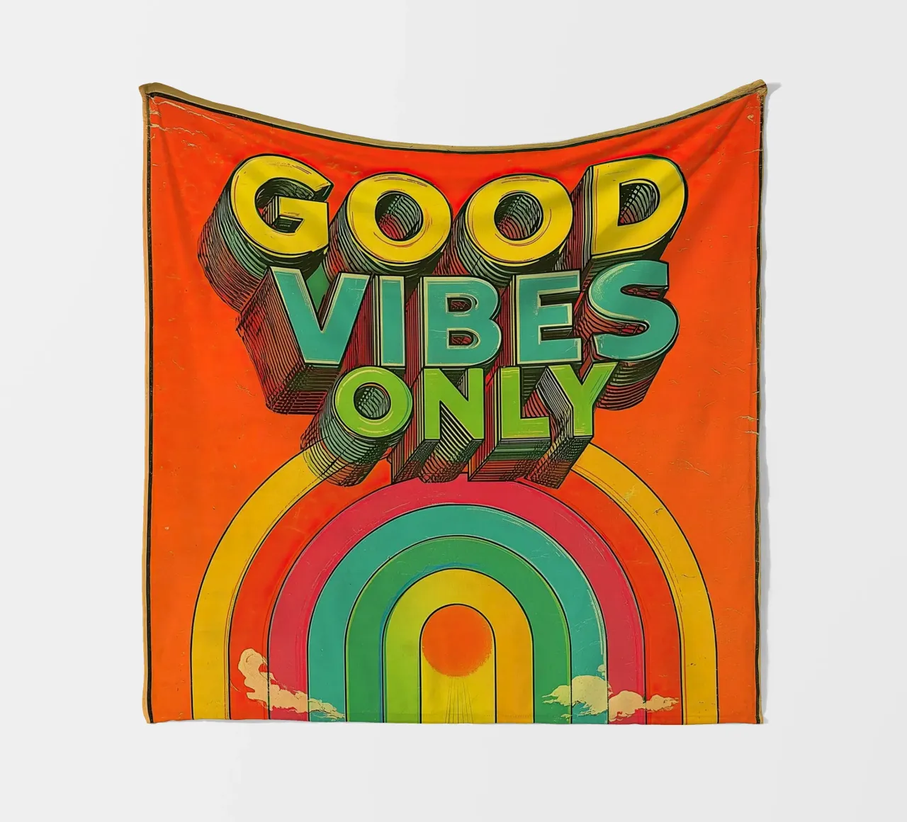 GOOD VIBES ONLY Creative Retro e Vintage Typography Canvas coperta in pile da Kaji