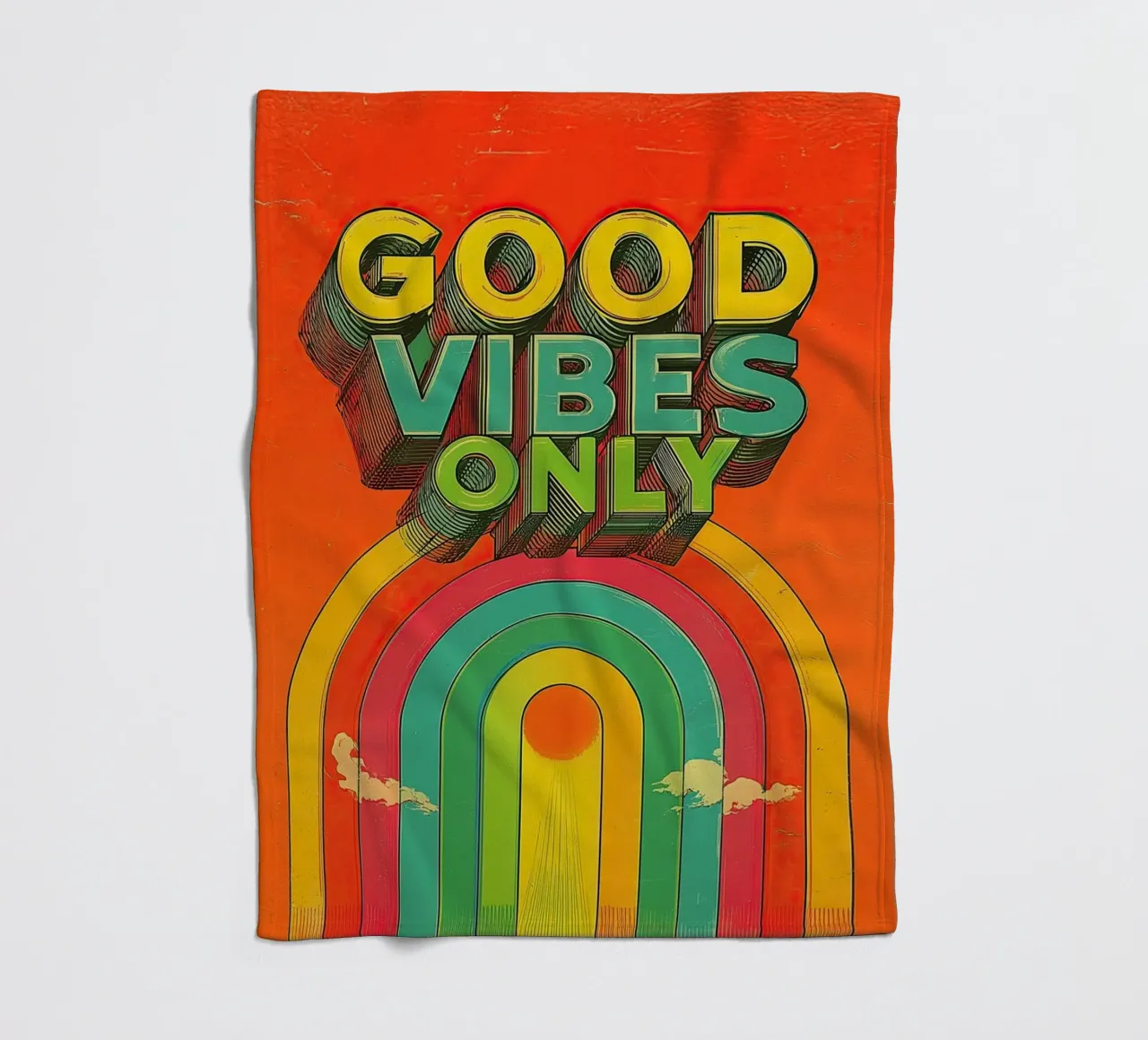 GOOD VIBES ONLY Creative Retro e Vintage Typography Canvas coperta in pile da Kaji