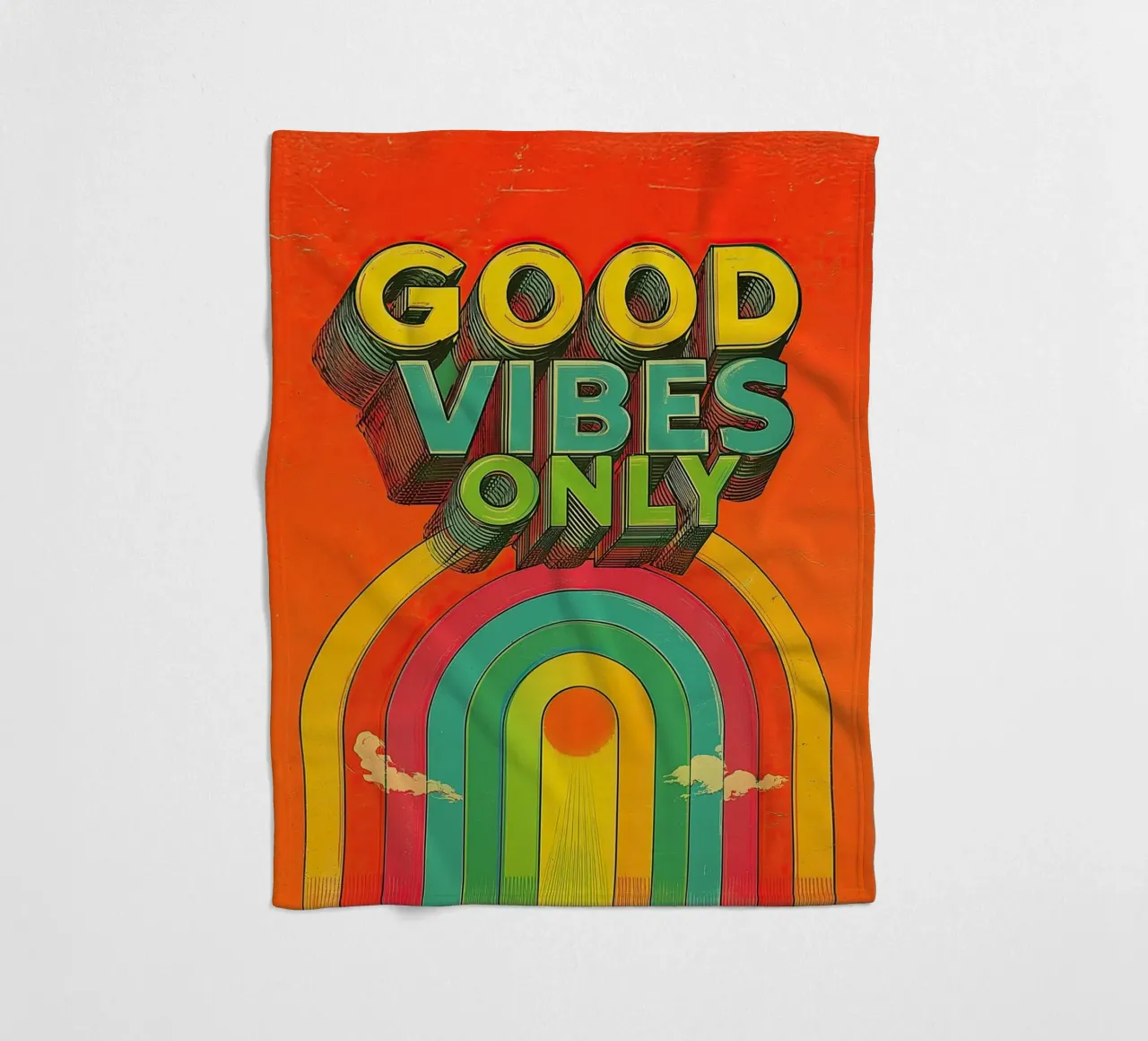 GOOD VIBES ONLY Creative Retro e Vintage Typography Canvas coperta in pile da Kaji