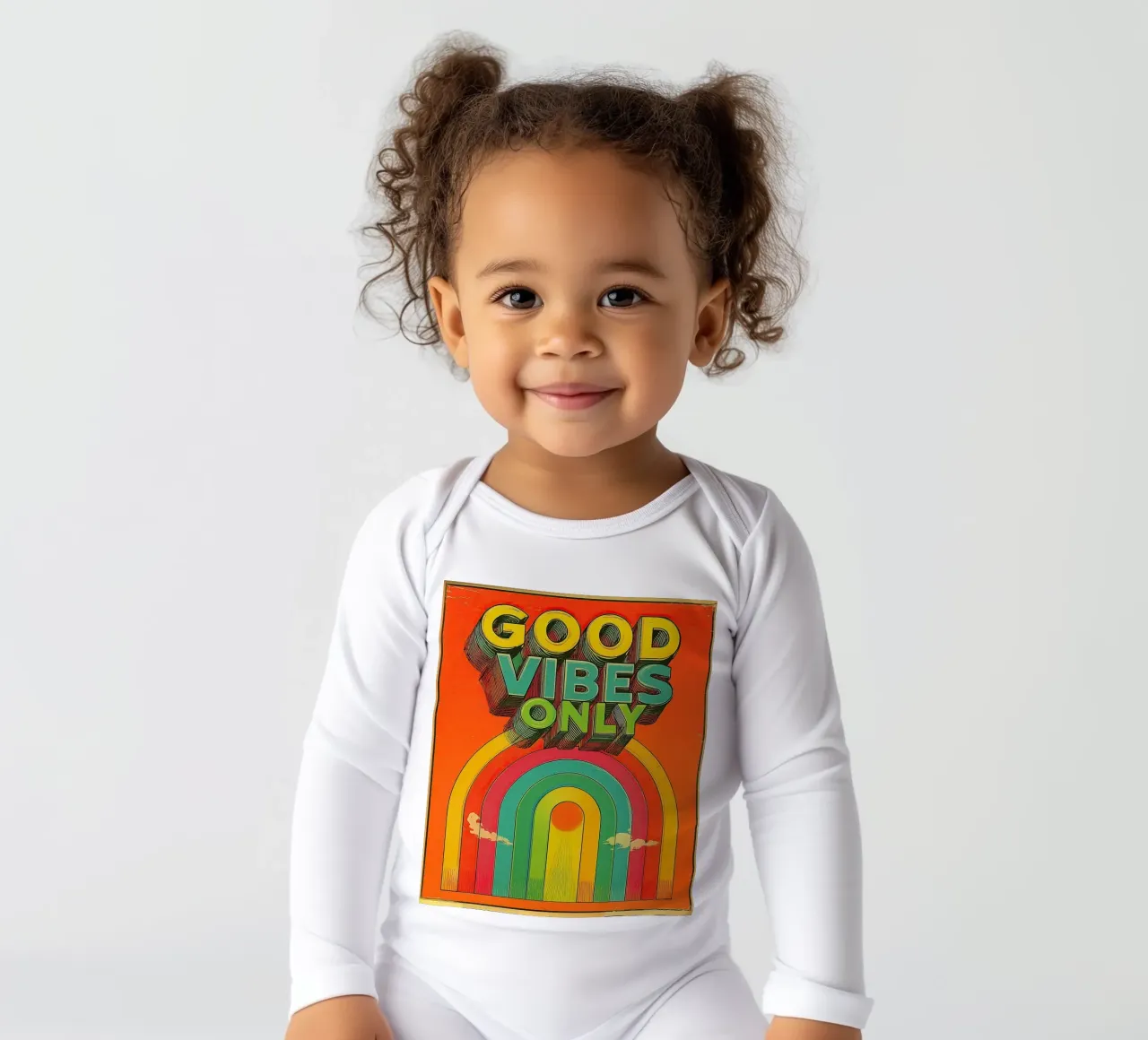 GOOD VIBES ONLY Creative Retro e Vintage Typography Canvas body neonato maniche lunghe da Kaji