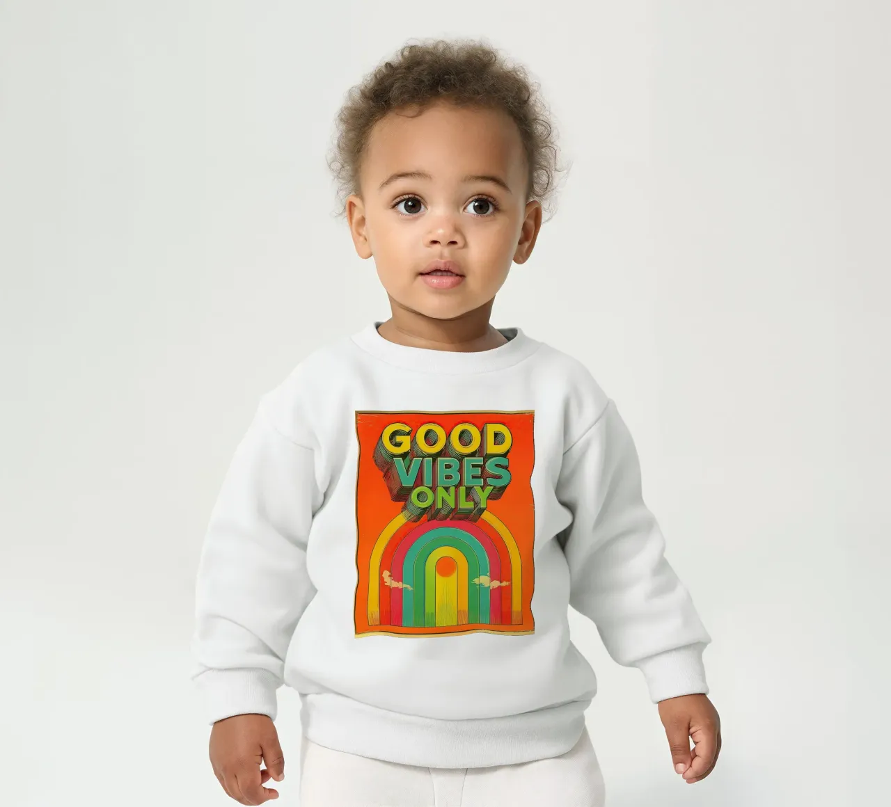GOOD VIBES ONLY Creative Retro e Vintage Typography Canvas felpa neonato da Kaji