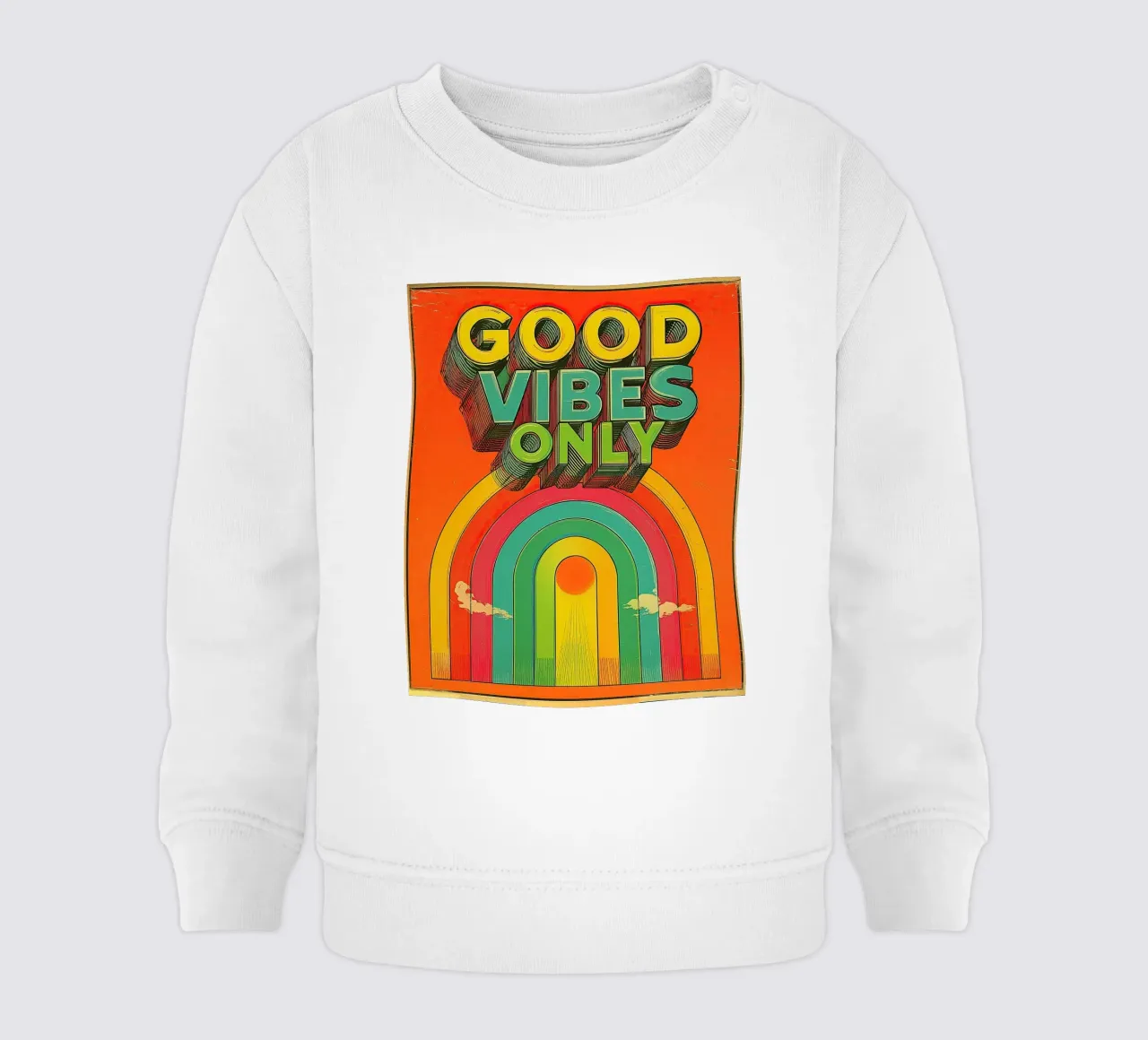 GOOD VIBES ONLY Creative Retro e Vintage Typography Canvas felpa neonato da Kaji