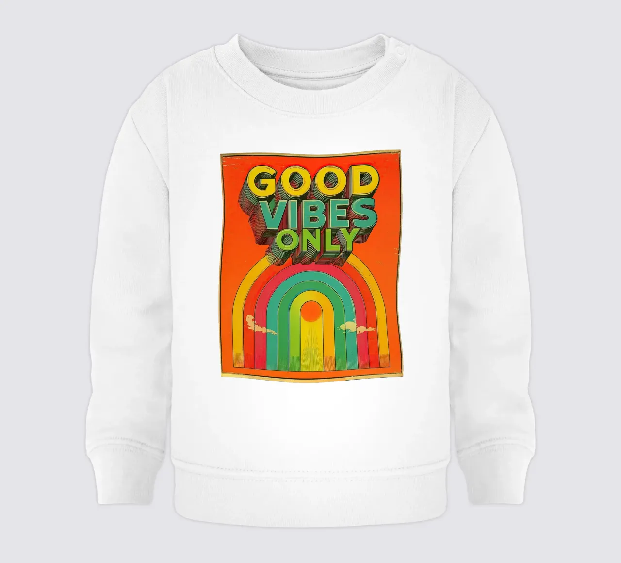 GOOD VIBES ONLY Creative Retro e Vintage Typography Canvas felpa neonato da Kaji