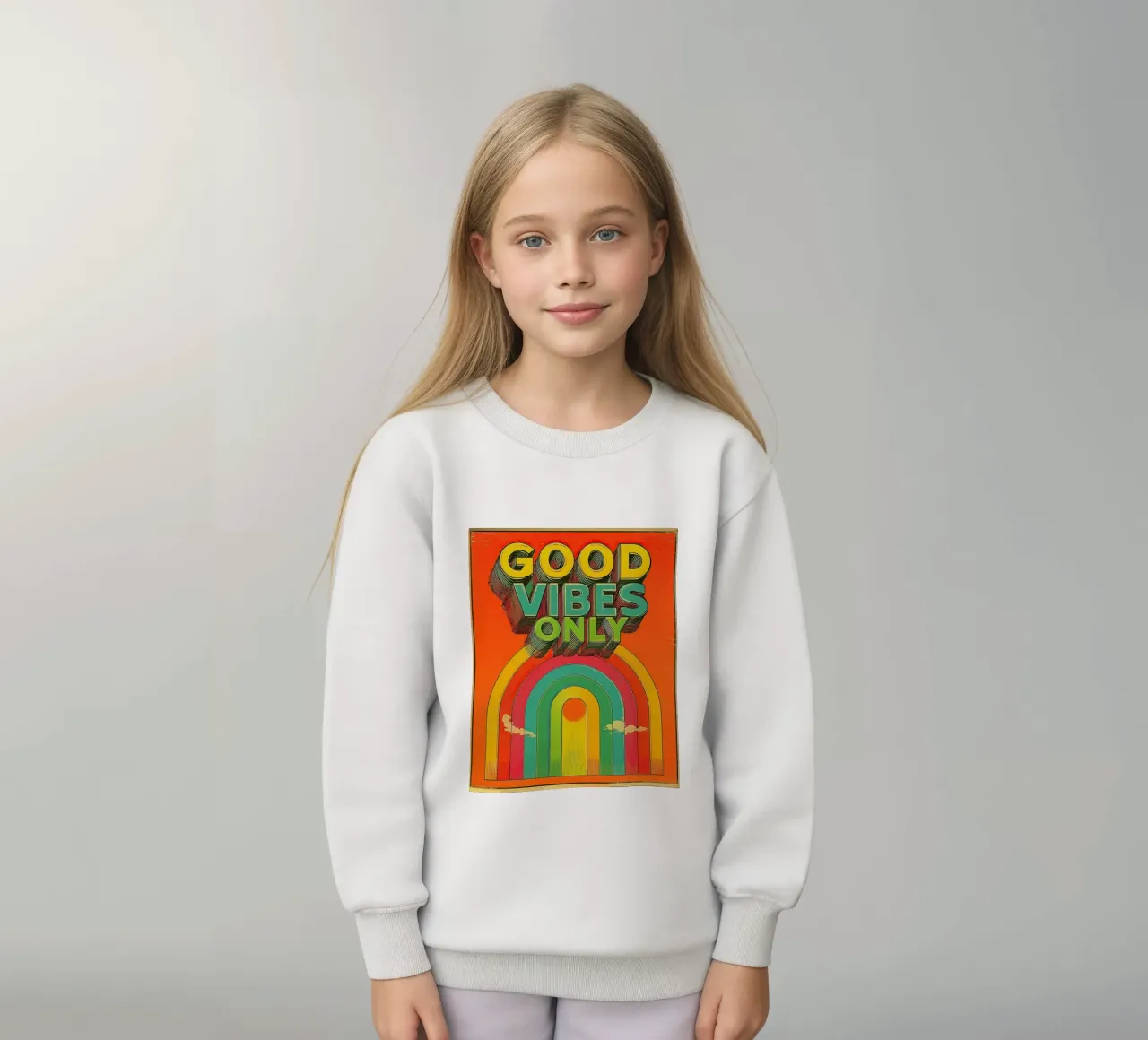GOOD VIBES ONLY Creative Retro e Vintage Typography Canvas felpa bambino da Kaji