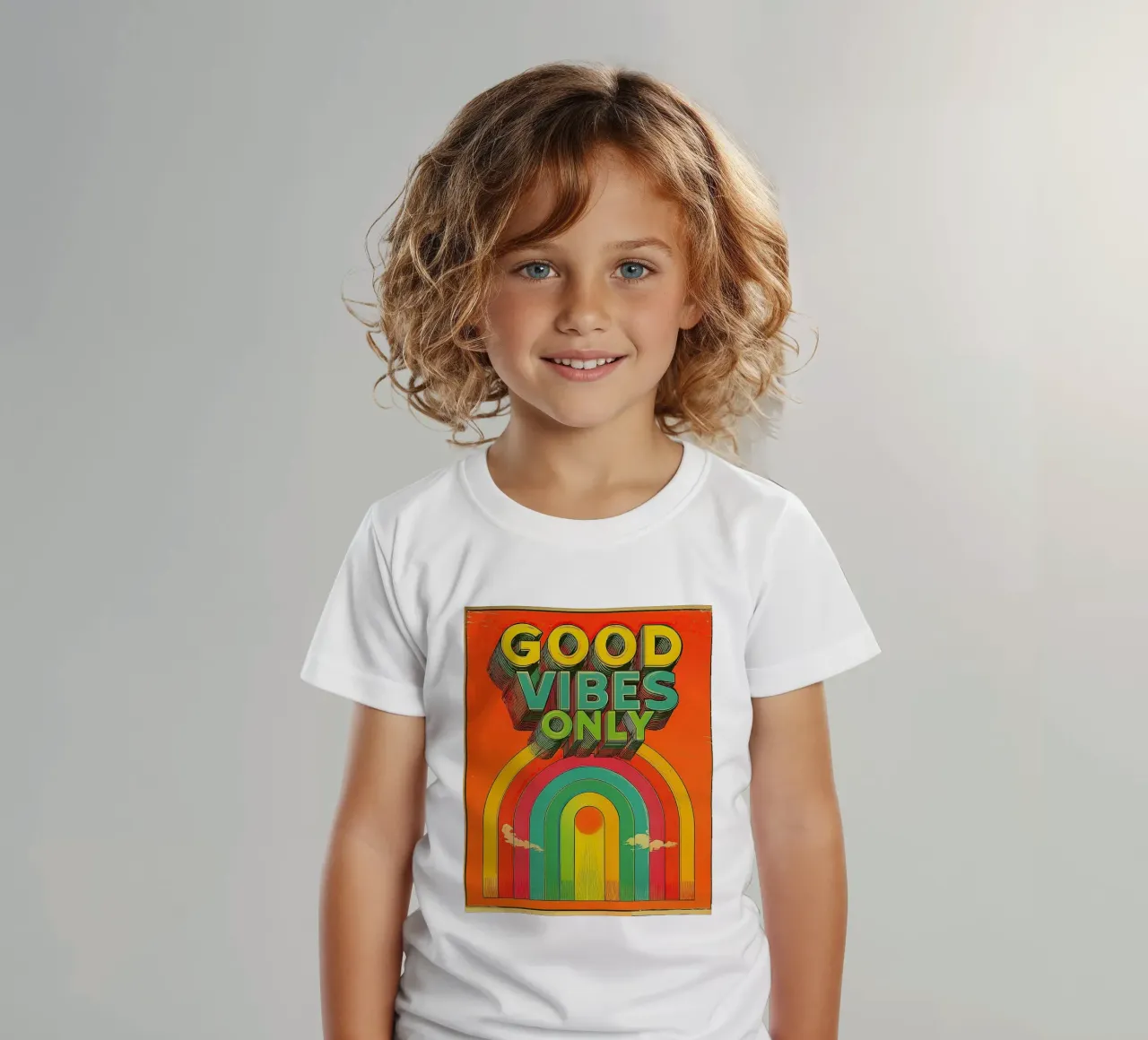 GOOD VIBES ONLY Creative Retro e Vintage Typography Canvas t-shirt bambini da Kaji