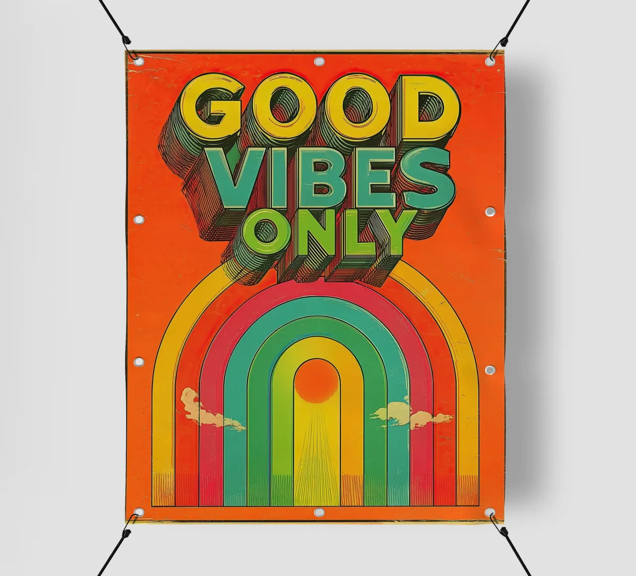 GOOD VIBES ONLY Creative Retro e Vintage Typography Canvas telo in pvc da Kaji