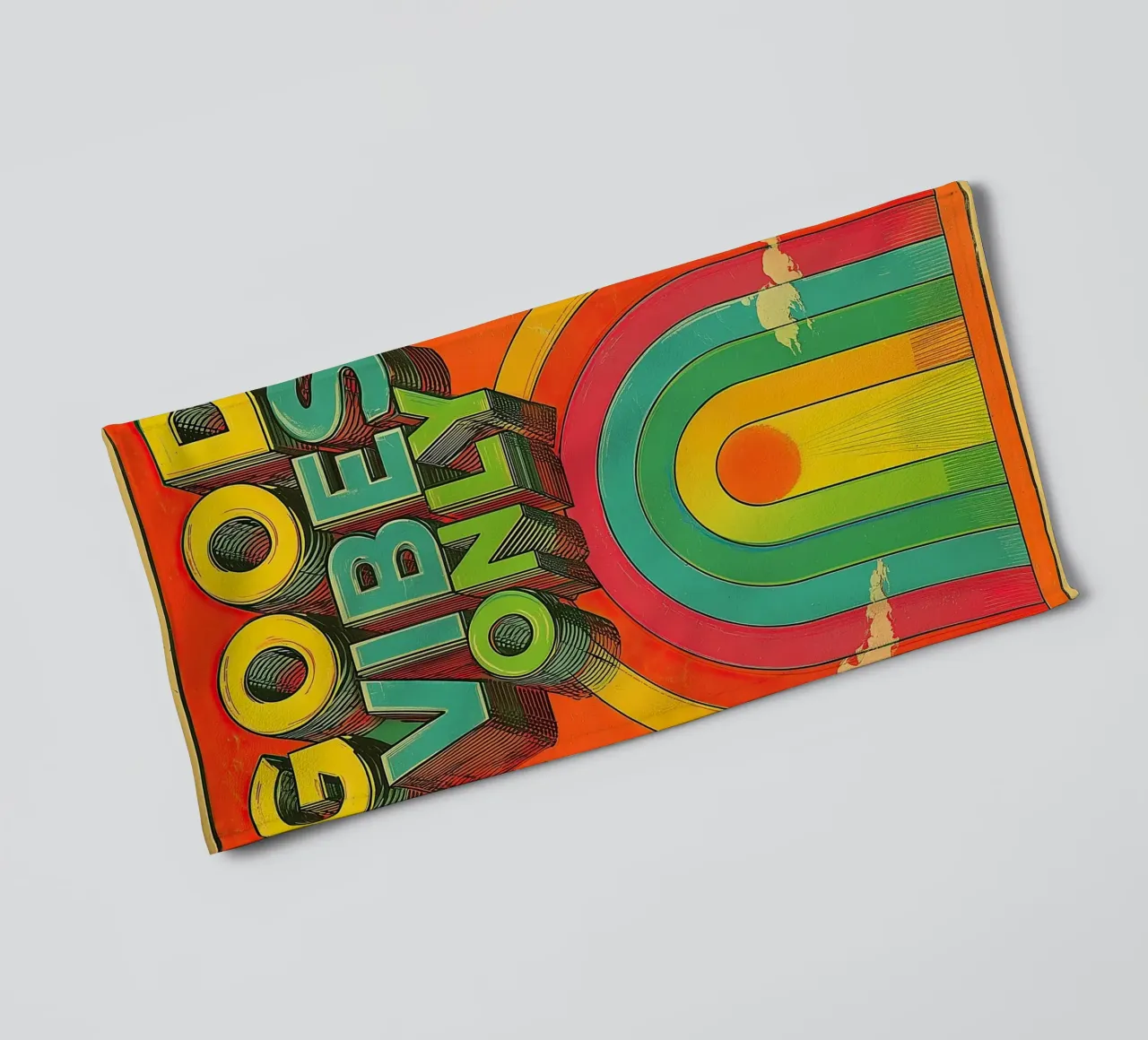 GOOD VIBES ONLY Creative Retro & Vintage Typography Canvas towel by Kaji