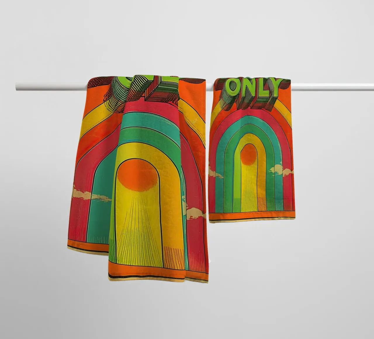 GOOD VIBES ONLY Creative Retro & Vintage Typography Canvas towel by Kaji