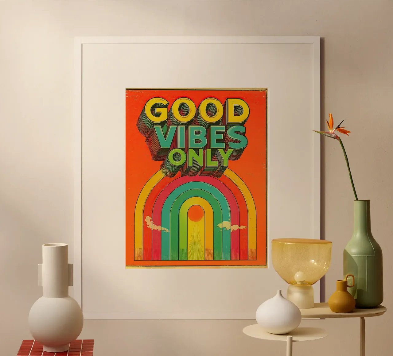 GOOD VIBES ONLY Creative Retro e Vintage Typography Canvas carta hahnemühle da Kaji