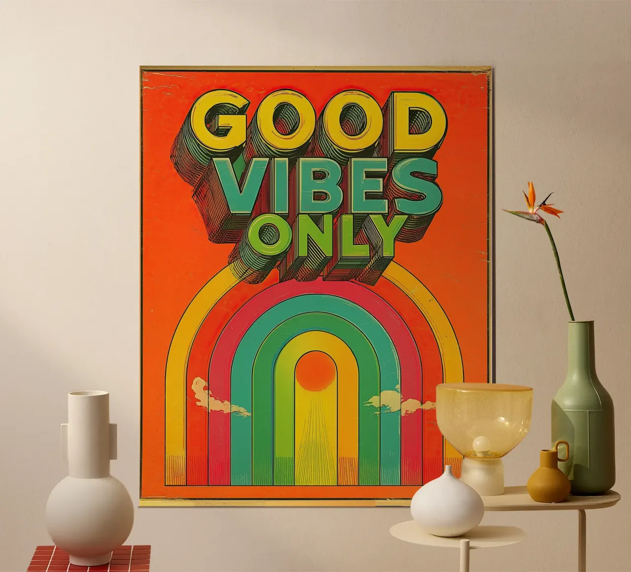 GOOD VIBES ONLY Creative Retro e Vintage Typography Canvas carta hahnemühle da Kaji