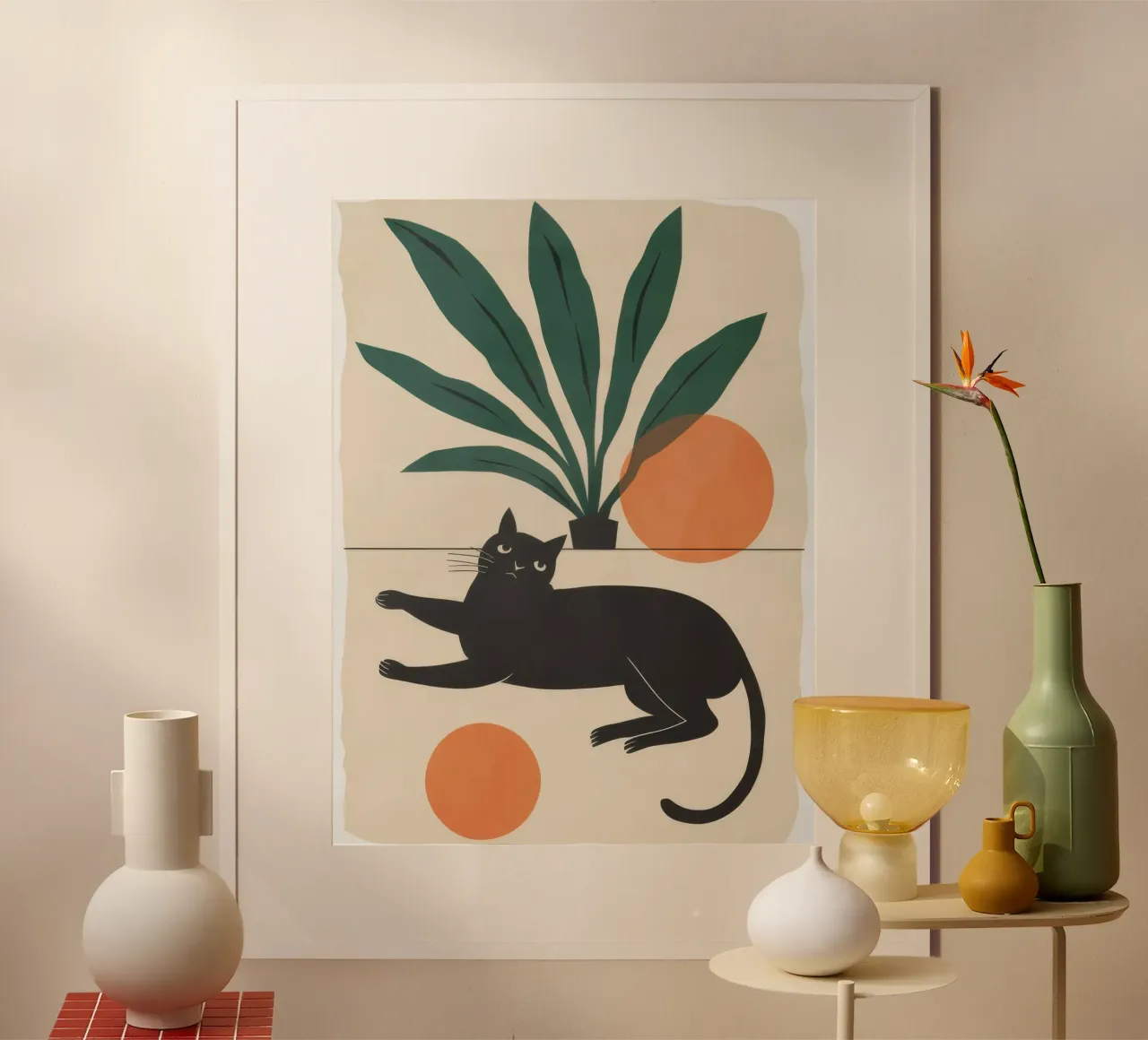 Serena quiete felina poster con telaio in plastica da Selene Shade