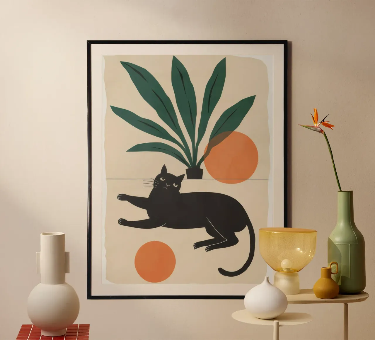 Serena quiete felina poster con telaio in plastica da Selene Shade