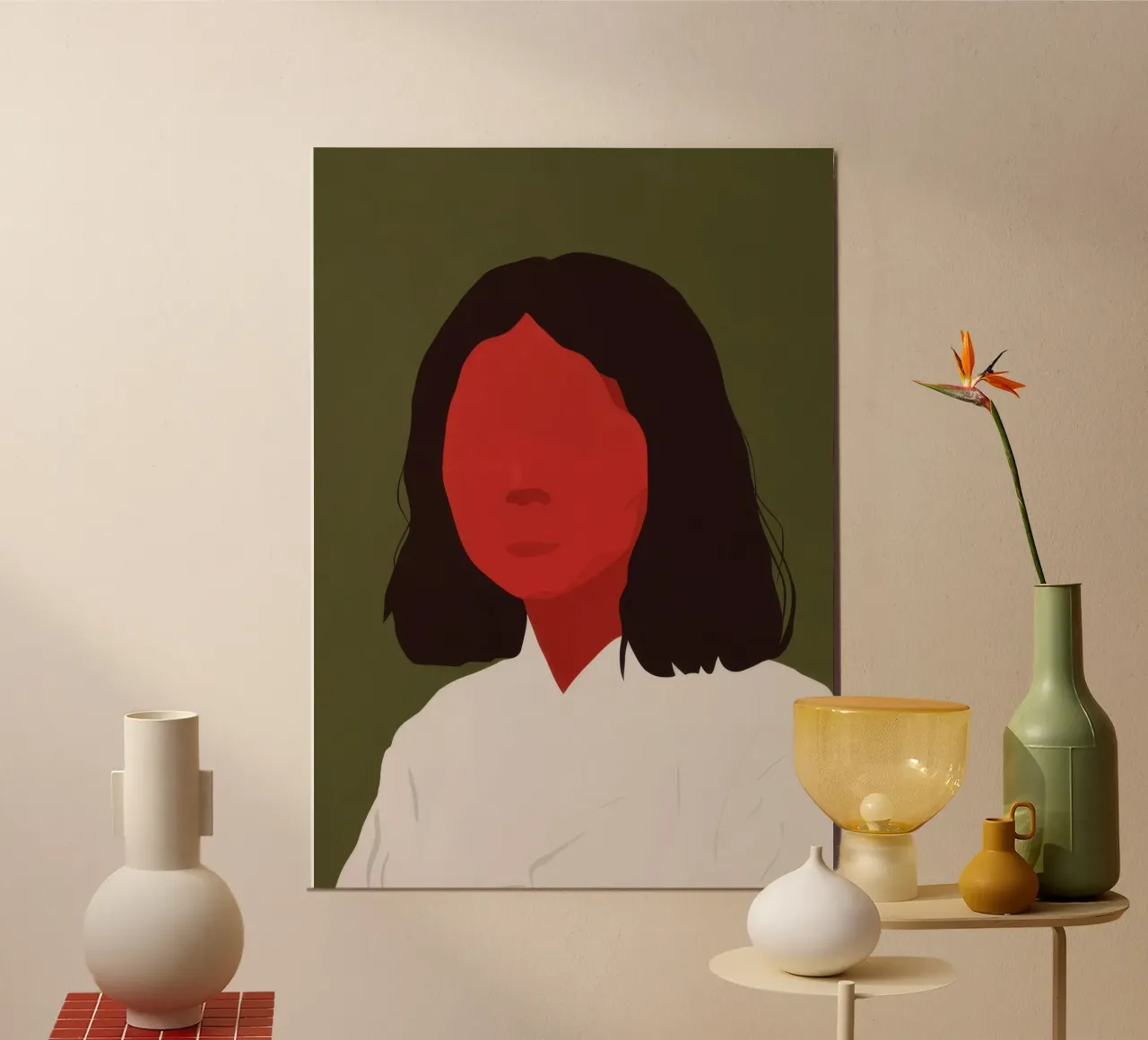 Donna in ombra rossa poster da Luna Aura