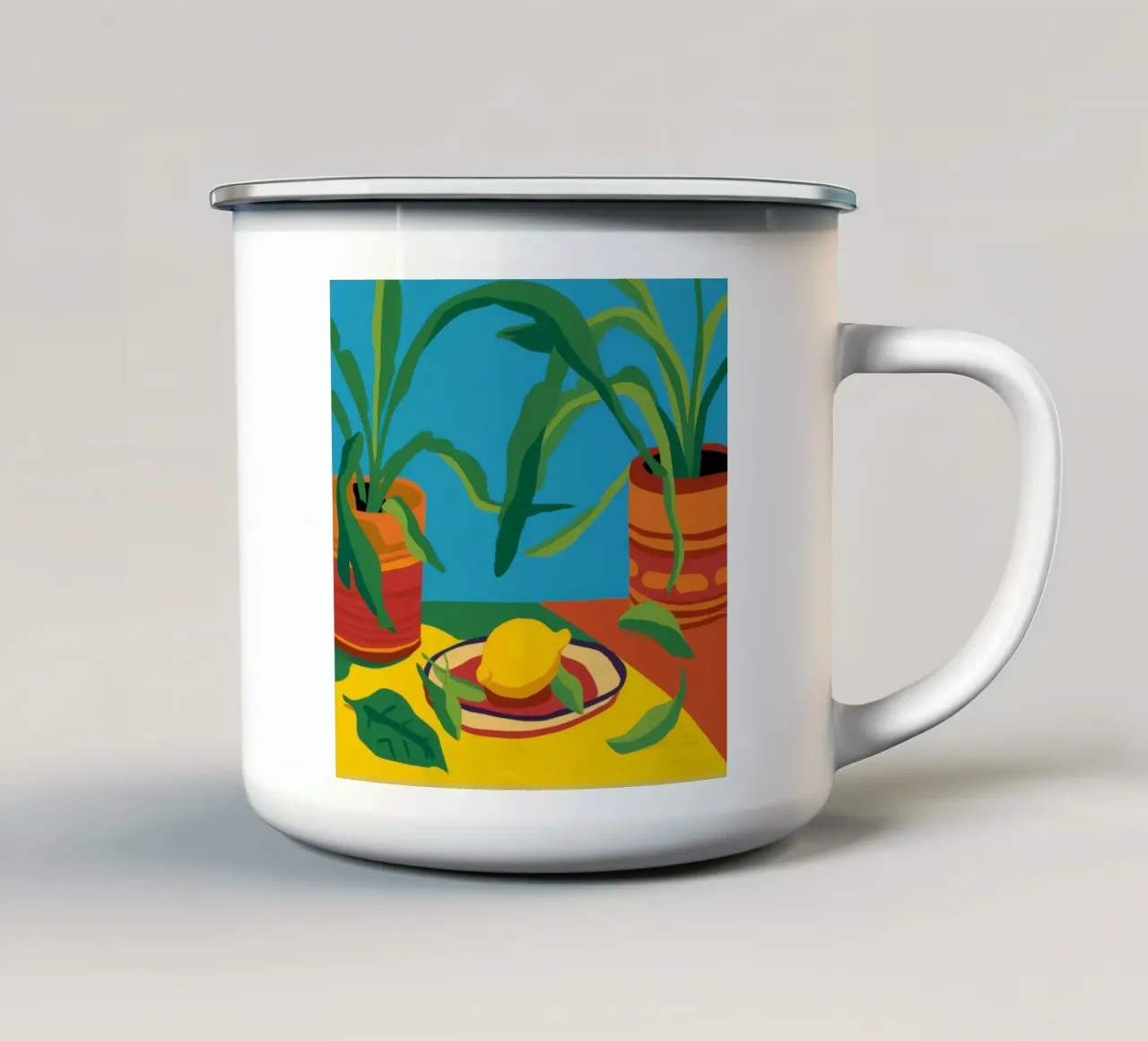 Pianta in vaso su blu tazza in smalto da Mark Solaria